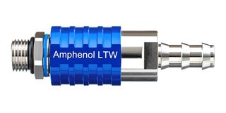 AMPHENOL LTW SQD04-SBCN-PAEM-BE001 Liquid Cooling Plug-Socket, 9/16"-18UNF, Stainless Steel, Blue, Valve, SnapQD Series
