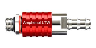 AMPHENOL LTW SQD04-SBCN-PAEM-RD001 Liquid Cooling Plug-Socket, 9/16"-18UNF, Stainless Steel, Red, Valve, SnapQD Series