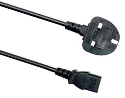 MULTICOMP PRO MP015755 Mains Power Cord, UK Plug to IEC 60320 C13, 5 m, 10 A, Black
