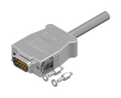 AMPHENOL CONEC 16-512330 Micro D Cable Assembly, SnapLock, D-Sub Plug to Free End, 9 Ways, 5.9 ft, 1.8 m, Grey
