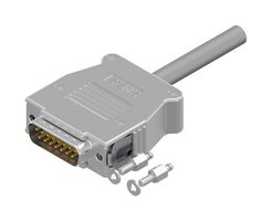 AMPHENOL CONEC 16-512410 Micro D Cable Assembly, SnapLock, D-Sub Plug to Free End, 15 Ways, 16.4 ft, 5 m, Grey