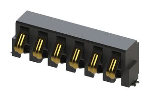 KYOCERA AVX 9155006952006 Battery Connector, Pin, 6 Contacts, 2.5mm, With Pegs, Beryllium Copper, 500VAC, 3A, Surface Mount