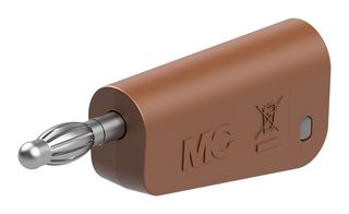 STAUBLI 64.1042-27 Banana Test Connector, 4 mm, Plug, Cable Mount, 32 A, 60 VDC, Nickel Plated Contacts, Brown