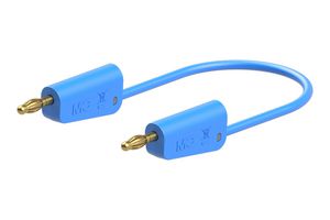 STAUBLI 64.1037-10023 Banana Test Lead, 4mm, 4mm Stackable Banana Plug, 4mm Stackable Banana Plug, 3.3 ft, 1 m, Blue