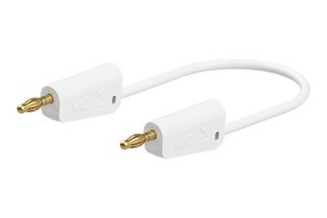 STAUBLI 64.1037-20029 Banana Test Lead, 4mm Stackable Banana Plug, 4mm Stackable Banana Plug, 6.6 ft, 2 m, White, 32 A