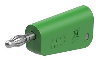 STAUBLI 64.1038-25 Banana Test Connector, 4 mm, Plug, Cable Mount, 19 A, 60 VDC, Nickel Plated Contacts, Green