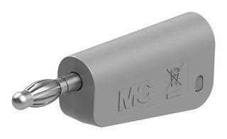 STAUBLI 64.1044-28 Banana Test Connector, 4 mm, Plug, Cable Mount, 32 A, 60 VDC, Nickel Plated Contacts, Grey