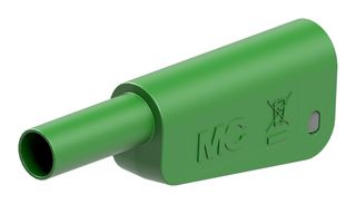 STAUBLI 66.2024-25 Banana Test Connector, 4mm, Plug, Cable Mount, 32 A, 1 kV, Nickel Plated Contacts, Green