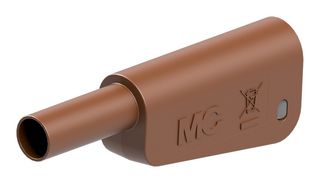 STAUBLI 66.2020-27 Banana Test Connector, 4mm, Plug, Cable Mount, 19 A, 1 kV, Nickel Plated Contacts, Brown