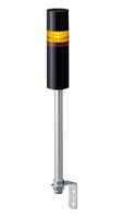 PATLITE LR6-102L5BK-Y Signal Tower, 1 Tier, Amber, 88dB, Black Body, 5 Pin M12 Connector, 4 Tone, Pole Mount w/ L-Bracket
