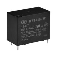 HONGFA HF161F-W/12-HT Power Relay, SPST-NO, 12 VDC, 26 A, HF161F-W Series, Through Hole, Non Latching