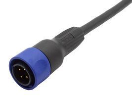 BULGIN LIMITED PXP4000/002/03P Circular Cable Assembly, Circular Plug to Free End, 3 Ways, 6.6 ft, 2 m, Black
