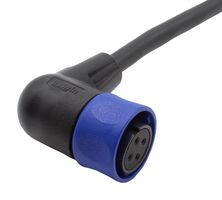 BULGIN LIMITED PXP4002/002/04S Circular Cable Assembly, 90° Circular Receptacle to Free End, 4 Ways, 6.6 ft, 2 m, Black