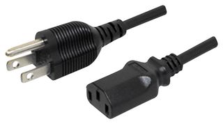 SAME SKY AC-C13 NA Mains Power Cord, NEMA 5-15P to IEC 60320 C13, 1.83 m, 10 A, 125 VAC, Black
