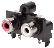 SAME SKY RCJ-2123 RCA (Phono) Audio / Video Connector, 2 Port, TH, R/A, 4 Contacts, Jack, Nickel Plated Contacts