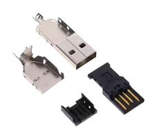 AMPHENOL COMMUNICATIONS SOLUTIONS UE28AM54130 USB Connector, USB Type A, USB 2.0, Plug, 4 Ways, Cable Mount, Vertical