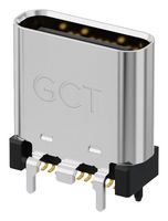GCT USB4950-00-C USB Connector, USB Type C, USB 3.2 Gen 2, Receptacle, 24 Ways, Surface Mount, Through Hole Mount