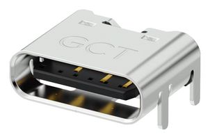 GCT USB4970-00-A USB Connector, USB Type C, Receptacle, 6 Ways, Surface Mount, Through Hole Mount, Right Angle