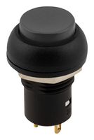 SAME SKY PB5-M-BK-R-67 Industrial Pushbutton Switch, PB5 Series, 12 mm, SPST-NO-DM, Off-(On), Round Raised, Black