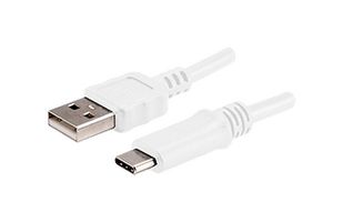 SAME SKY CBL-UA-UC-10WP USB Cable, Type A Plug to Type C Plug, 1 m, 3.3 ft, USB 2.0, White