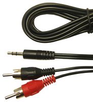 MULTICOMP PRO MP-FCR719922 Audio / Video Cable Assembly, 3.5mm Stereo Jack Plug, 2x Phono (RCA) Plug, 6.6 ft, 2 m, Black