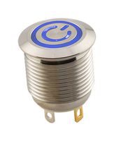 SAME SKY PBM1-M-BL3-P-F-SS-67 Vandal Resistant Switch, 3V LED/Pwr Symbol, PBM1 Series, 16 mm, SPST-NO-DM, Off-(On), Round Flush