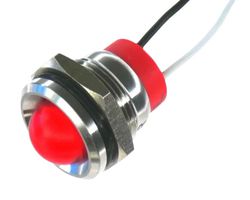 OSHINO LAMPS PL16SL113 LED Panel Mount Indicator, 625nm, 110 deg, Red, 24 V, 16 mm, 20 mA, 970 mcd, IP67