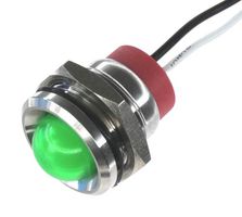 OSHINO LAMPS PL16SL126 LED Panel Mount Indicator, 520nm, 110 deg, Green, 240 V, 16 mm, 20 mA, 1.8 cd, IP67