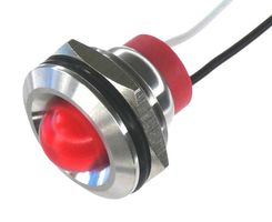 OSHINO LAMPS PL19SL115 LED Panel Mount Indicator, 625nm, 110 deg, Red, 110 V, 19 mm, 20 mA, 970 mcd, IP67