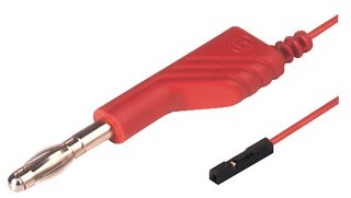 HIRSCHMANN TEST AND MEASUREMENT 934160101 Test Lead, 0.64mm Square Pin Socket to 4mm Banana Plug, Red, 60 V, 3 A, 1 m