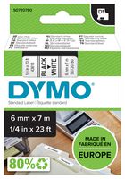 Dymo 43613 Tape, Black/white, 6mm