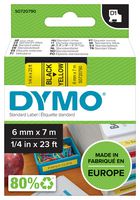 Dymo 43618 Tape, Black/yellow, 6mm