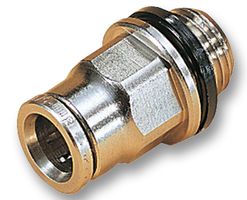 NORGREN 102250628 Pneumatic Fitting, Compact Push In, Push-In Straight Adaptor, G1/4, 18 bar, 6 mm, Brass, PNEUFIT 10