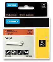 DYMO 18435 Label Printer Tape, Rhino, Adhesive, Black on Orange, 5.5 m