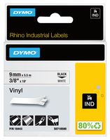 Dymo 18443 Tape, Perm, Vinyl, 9mm X 5.5M, White