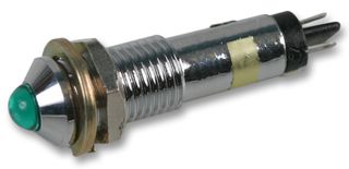 DIALIGHT 607-1212-120F LED Panel Mount Indicator, Green, 6 VDC, 7.2 mm, 15 mA, 50 mcd, IP66