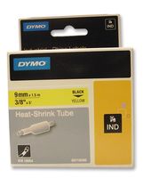 DYMO 18054 Wire Marker, Rhino™ Tube Cartridge, Heat Shrinkable Sleeve, PO (Polyolefin), Yellow, 9mm x 1.5m