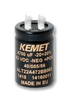 Kemet ALT22A472AB040 Capacitor, 4700Îf, 40V, Alu Elec, Solder