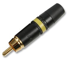 REAN NYS373-4 RCA (Phono) Audio / Video Connector, 2 Contacts, Plug, Gold Plated Contacts, Metal Body, Yellow