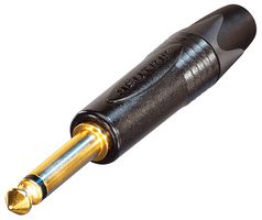 NEUTRIK NP2X-B Phone Audio Connector, Professional, 2 Contacts, Plug, 6.35 mm, Cable Mount, Gold Plated Contacts
