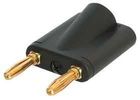 REAN NYS508-B Banana Test Connector, Plug, Cable Mount, 20 A, 50 VDC, Gold Plated Contacts, Black