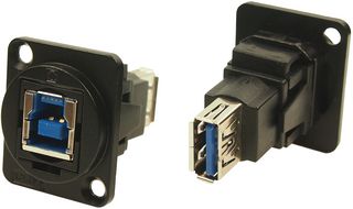 CLIFF ELECTRONIC COMPONENTS CP30206NMB USB Adapter, USB Type B Receptacle, USB Type A Receptacle, USB 3.0, FT Series
