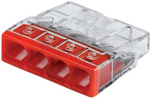 WAGO 2773-404 Standard Terminal Block, 2773 Series, 4 Contacts, Push In, Cable Mount, 12 AWG