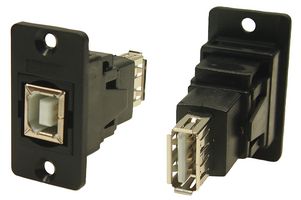 CLIFF ELECTRONIC COMPONENTS CP30607N USB Adapter, CSK Hole, USB Type B Receptacle, USB Type A Receptacle, USB 2.0, Slim FeedThrough