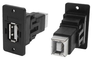CLIFF ELECTRONIC COMPONENTS CP30609NX USB Adapter, Plain Hole, USB Type A Receptacle, USB Type B Receptacle, USB 2.0, Slim FeedThrough