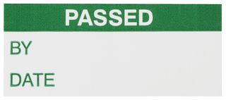 MULTICOMP PRO 7827308 Label, Write-On, 16 mm, 38 mm, Nylon Cloth, Passed (By, Date)