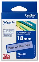 Brother TZE-541 Tape, Black On Blue, 18mm W, 8M L