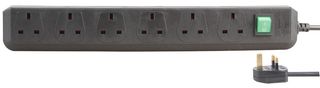 BRENNENSTUHL 1159503 POWER OUTLET STRIP, 6 OUTLET, 1.5M, 240V