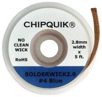 CHIP QUIK SOLDERWICK2.8 Solder Wick, No-Clean, 2.8 mm Width, 1.52 m Length