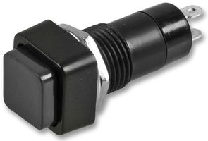 MULTICOMP PRO MCPS23B-2 Pushbutton Switch, 12 mm, SPST, (On)-Off, Square Raised, Black